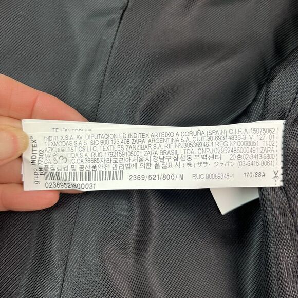 ZARA Black White Trim Blazer Gold Crest Buttons Jacket Collarless Size M Ladies - Picture 13 of 15